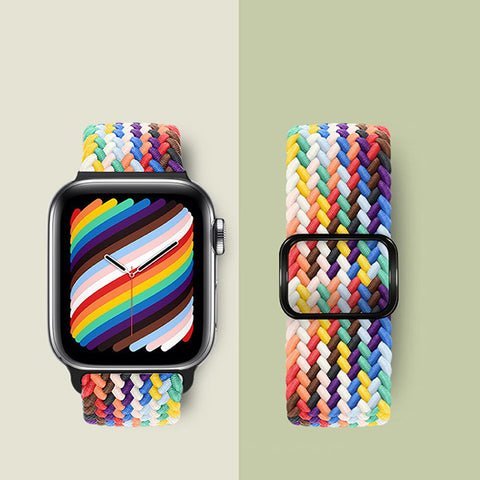 Rainbow colored nylon smart watch strap