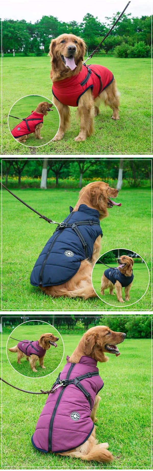 Waterproof Dog Winter Jacket With Harness