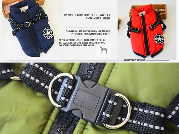 Waterproof Dog Winter Jacket With Harness